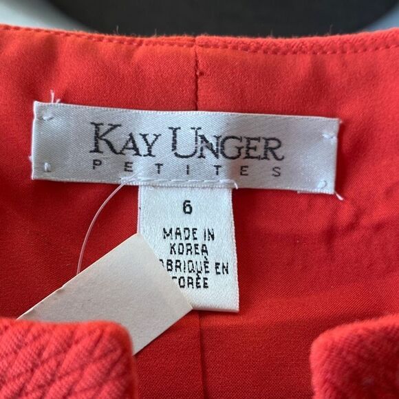New Kay Unger Sleeveless Split Neck Wool Dress‎ size 6 Coral - Picture 10 of 12